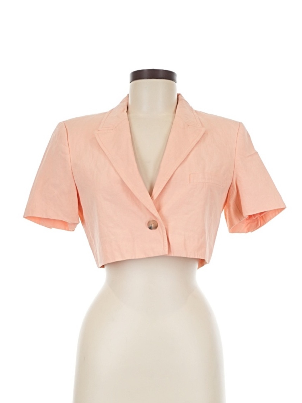 Zara Cropped Short-Sleeve Blazer in Peach